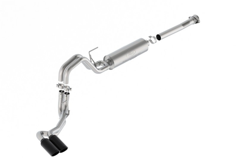 Ford F-150 Performance Exhaust - Dual Side Exit - Ford Racing - Sport Cat-Back, 304 Stainless Steel, Black Chrome Plated Tips - Black - `21-`24 Ford F-150 Performance Exhaust - Dual Side Exit - Ford Racing - Sport Cat-Back, 304 Stainless Steel, Black Chrome Plated Tips - Black - `21-`24